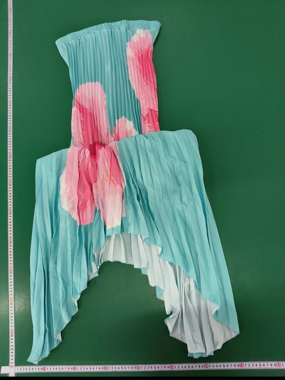 A Classy Chic Boutique Mint Green Strapless Pleated Maxi with Pink Floral - Picture 4 of 6